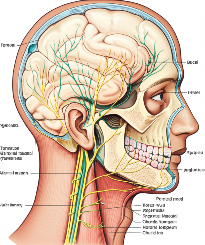 Facial nerve anatomy diagram showing cranial nerve VII pathway